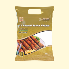 Satisfy cravings with these Crown Food Reshi Seekh Kebabs! A 15-pack of 900g goodness, these mouth-watering kebabs are the perfect way to add a kick of flavor to your meals. It's culinary royalty in a box!