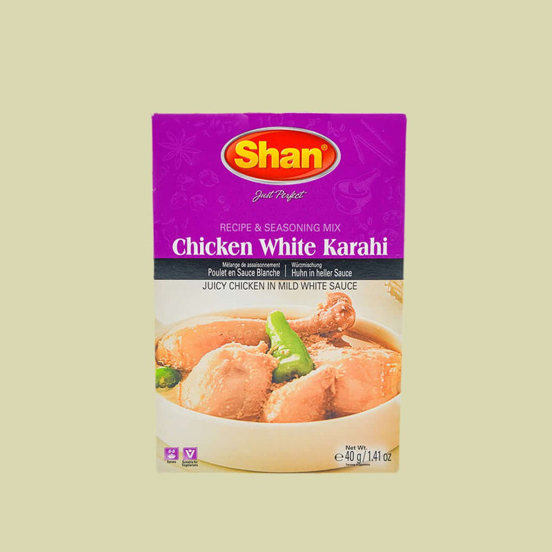 Cook up an authentic Pakistani staple with Shan Chicken White Karahi 40g! Whether you're a seasoned chef or trying a new cuisine, this powder mix makes it easy to create a delicious, flavourful dish. With the perfect blend of spices, it's sure to be a favourite at the dinner table!