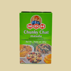 MDH Chunky Chat Masala is an authentic blend of spices perfect for adding a zesty flavor to traditional chat recipes. This 100g package of masala is made with premium grade ingredients for an intense flavor that will make your favorite dishes truly stand out.