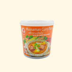 Experience the deliciousness of Massaman Curry Paste! This 400g of curry paste is packed with flavor and heat, guaranteed to make your taste buds sing. Spice up your dinner and add a hint of Thai goodness to every bite! Get your Massaman Curry Paste today and your taste buds will thank you!