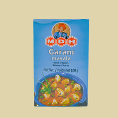 MDH Garam Masala is a classic blend of spices used in Indian cuisine. These 100g portions of grounded spices contain cumin, coriander, cardamom, black pepper, clove, cassia, nutmeg and bay leaves, providing the perfect balance of flavour and aroma. MDH Garam Masala is ideal for use in curries, stews and other dishes.