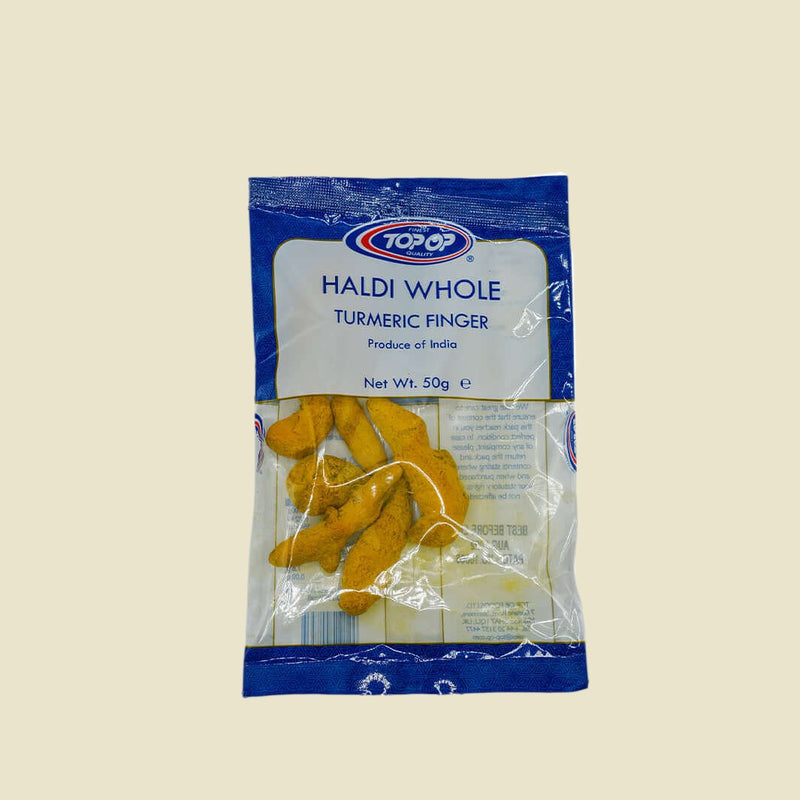 Discover the benefits of haldi with Top Op Haldi Whole. This 50g pack offers you all the nutritional goodness of turmeric. This whole haldi is sure to provide you with all the health benefits of this super food. Start your day with this haldi today and enjoy added energy and an improved immune system.