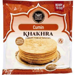 Snack up your taste buds with Heera Cumin Khakhra Crisps! These delicious wheat snacks are packed with flavor and zing, making them the ultimate crunchy treat. Just one bite and you'll feel the cumin kick - Yum! 180g of yummy goodness - what's not to love?