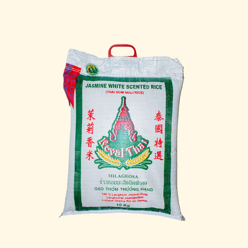 Revel in the exquisite aroma of Royal Thai's Jasmine White Scented Rice! Delicately scented and full of flavor, this 10kg bag will have you saying "Thai-se for me please!" (No take-out order required!).