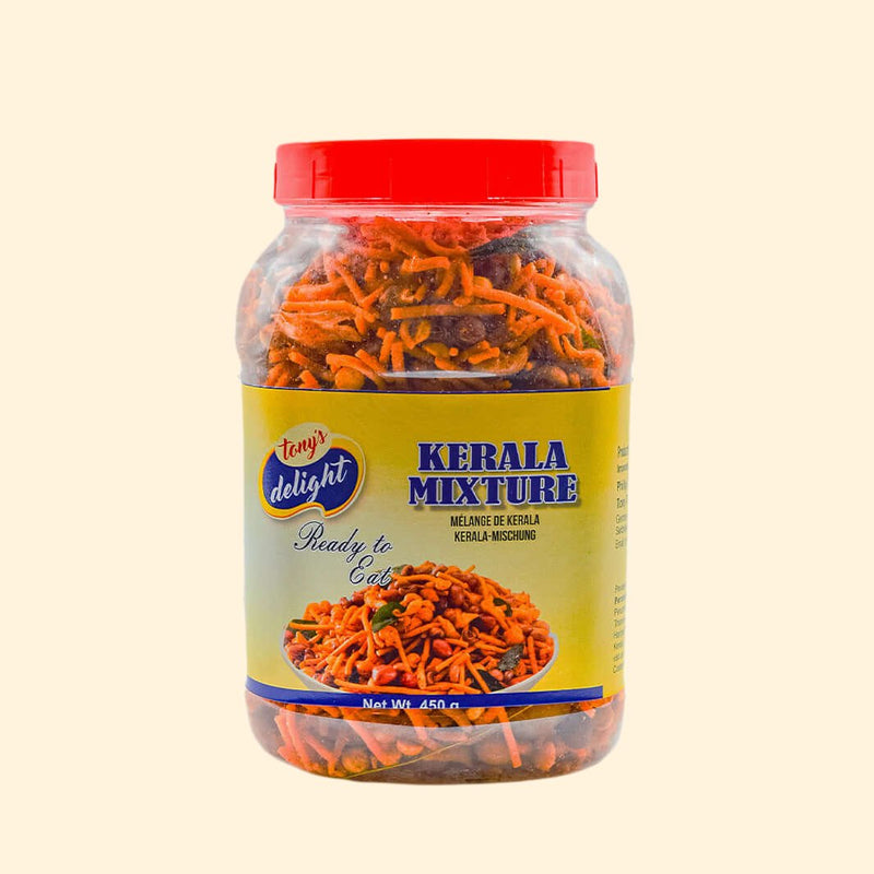 Treat yourself to the scrumptious delights of Tony's Kerala Mixture! Our premium blend of flavors brings a unique taste to your snack time. Spice up your life with 450g of bursting flavors you'll never forget. Enjoy Tony's Delight Kerala Mixture! Yum-o!