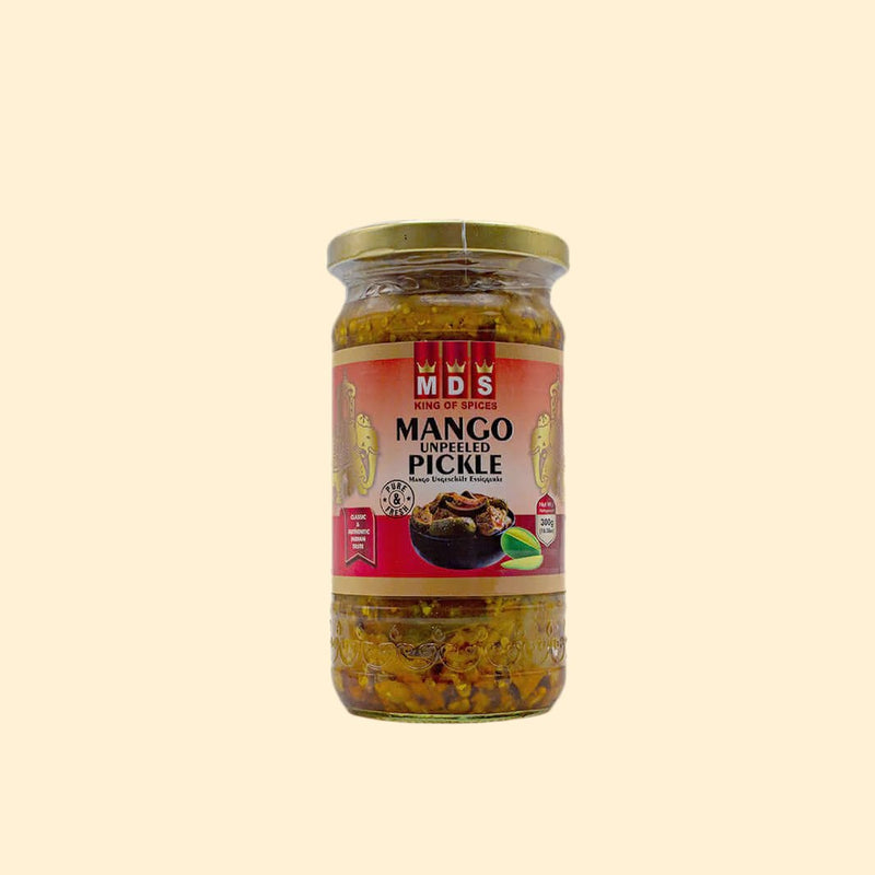 Feeling like something unique? Try MDS Mango Unpeeled Pickle! Perfectly spiced and oh-so-delicious, this 300g pickle is sure to turn any meal into an exciting flavor experience. So grab a jar and put some zing in your life! Yummmm!