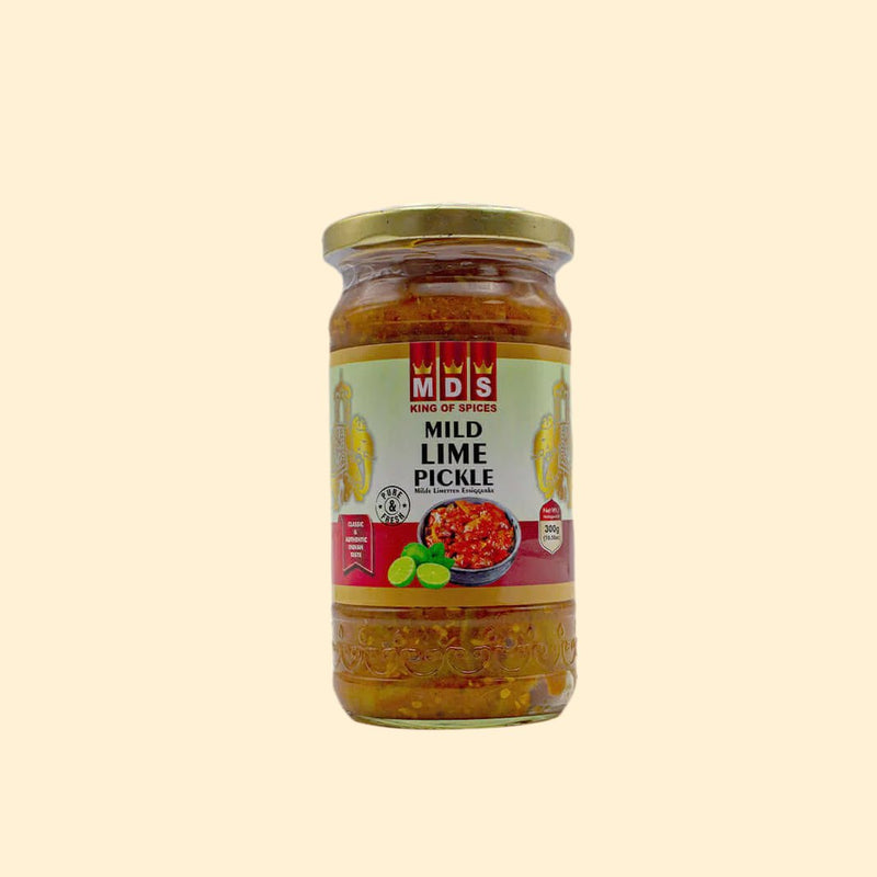 Bring some zing to your lunch with Mild Lime Pickle from MDS! This 300g jar is perfect for adding a bit of punch to your meals. Spice up your life with a hint of lime and enjoy the kick of flavour in every bite. Add Mild Lime Pickle to your cart today and give your meal the oomph it deserves! 