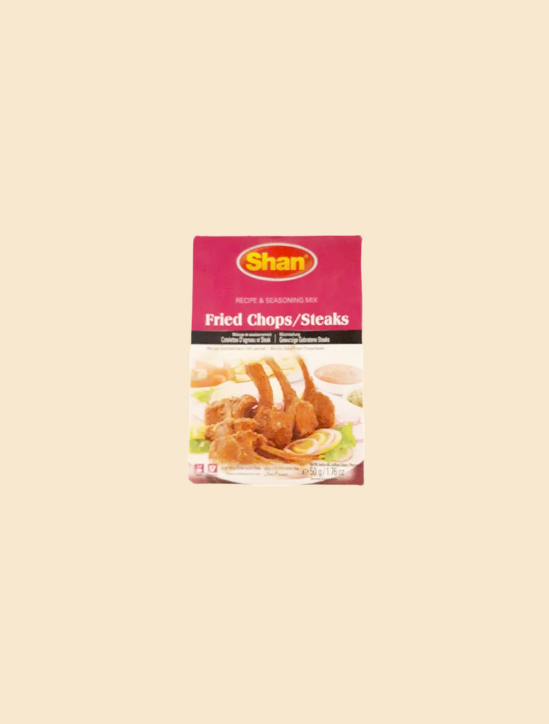 Shan Fried Chops/Steaks Masala 50g is a convenient and flavorful ready-made mix for sautéing meat dishes. Its blend of natural herbs and spices ensures a fresh taste, with no added preservatives for healthier cooking. Perfect for weeknight dinners, this masala makes it easy to quickly create delicious meals.