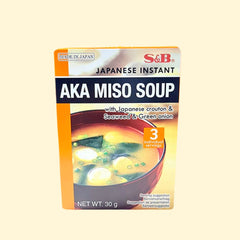 S&B Japanese Instant Aka Miso Soup is a quick and convenient way to enjoy a classic Japanese soup. Made with real miso paste, this savory soup is a popular staple in Japan that is easy to prepare and full of flavor. Each pack contains 30g of Instant Aka Miso Soup.