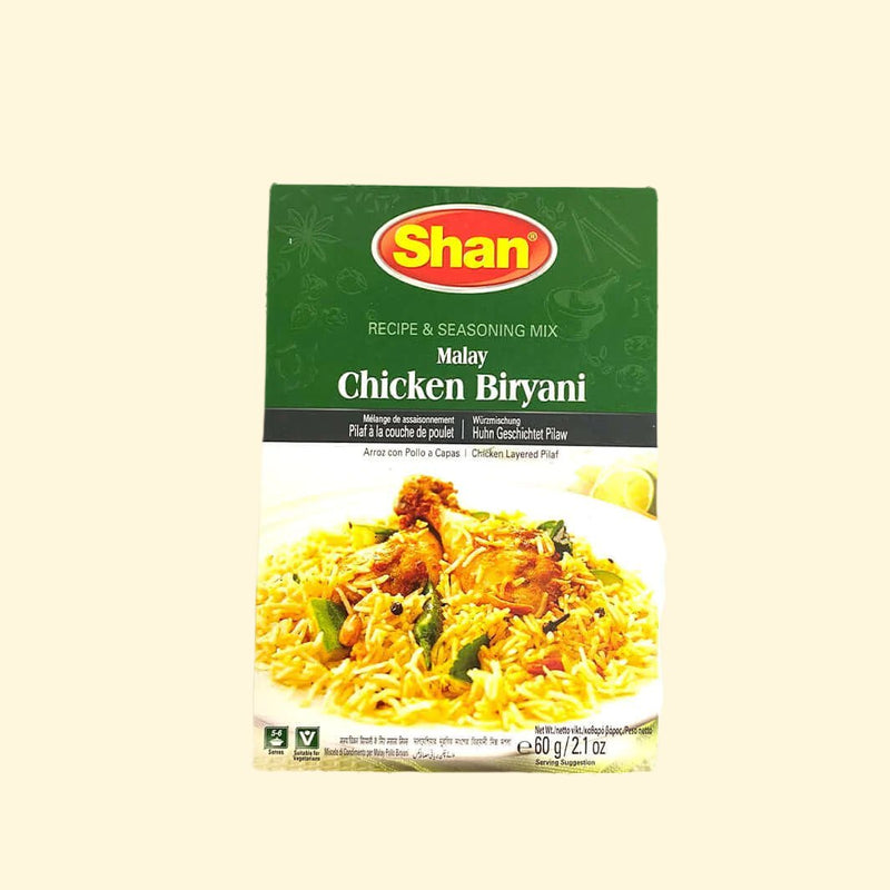 Shan Malay Chicken Biryani 60g brings you the traditional taste of the East with a blend of savory herbs and spices. This flavorful meal is perfect for lunch or dinner, with its natural ingredients and rich spices. Enjoy this savory dish in just minutes by microwaving or heating on the stovetop.