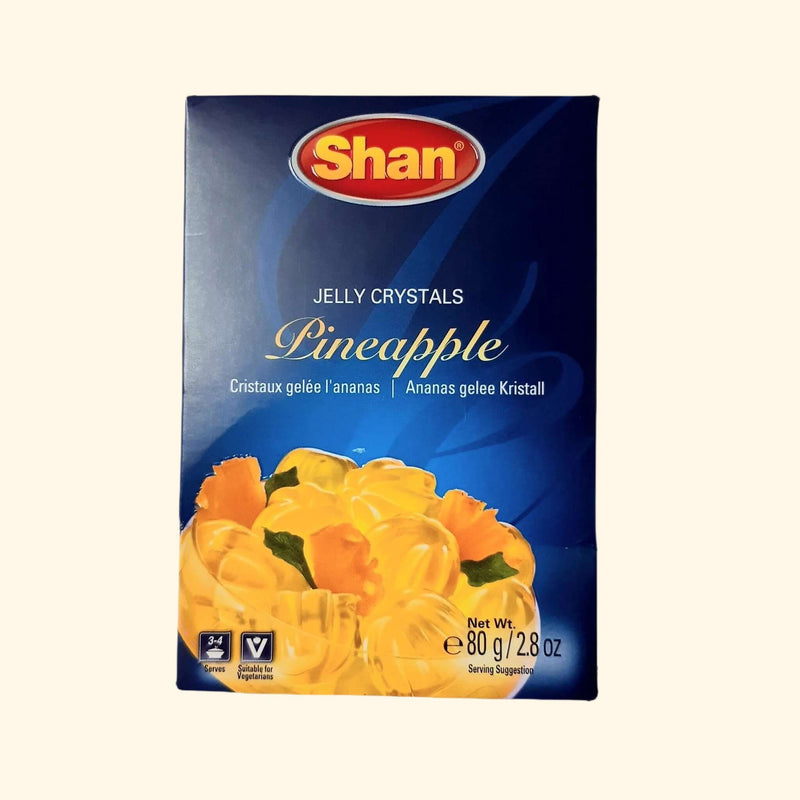 Shan Pineapple Jelly Crystals are a delicious way to add a fruity flavor to your favorite desserts. Each 80g packet is packed with pineapple flavor, making it a great addition for everything from cakes to pies. With no added preservatives, you can feel confident that your desserts are made with natural ingredients.