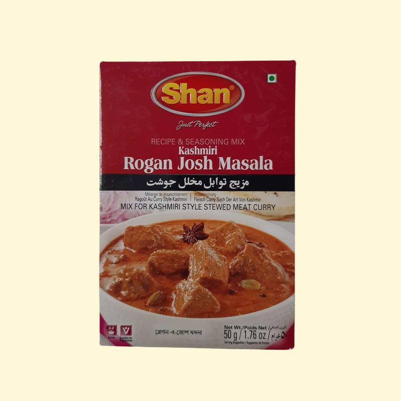 Shan Kashmiri Rogan Josh Masala is a spice mix designed to create the classic Kashmiri Rogan Josh curry - a savory and fragrant culinary masterpiece from the Kashmiri culture.