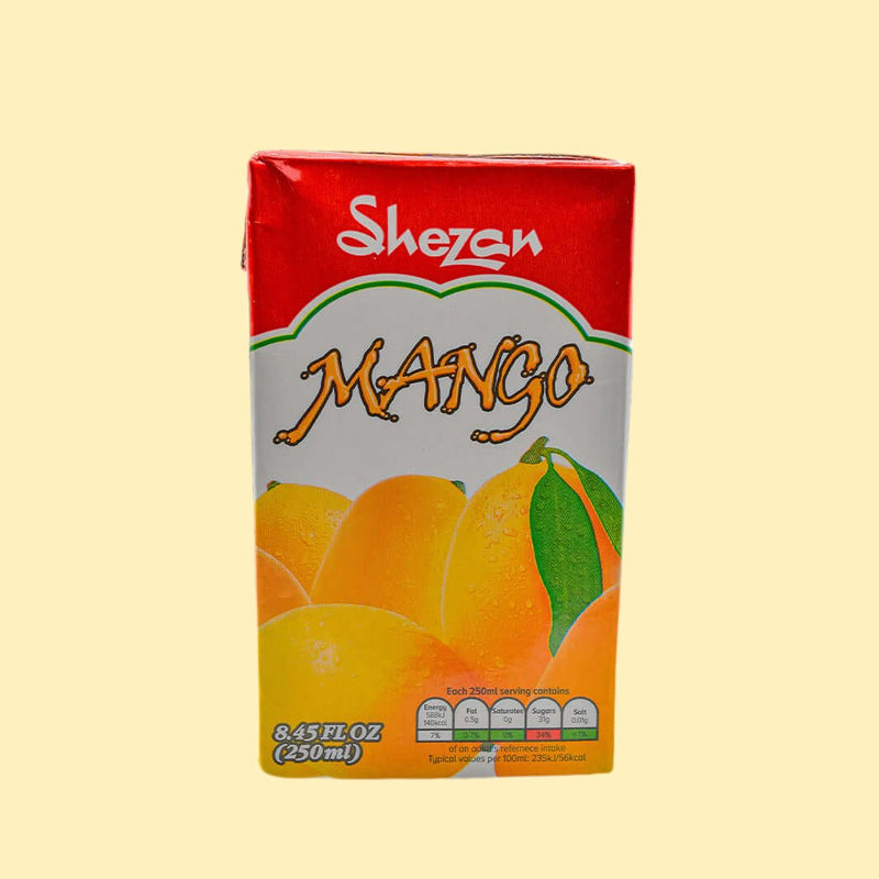 Shezan Mango Juice offers a refreshing and delicious taste thanks to its 100% real mango content. This juice is ideal for an everyday energizing drink or to complement a meal. Enjoy the natural sweetness of mango in every sip! 250ml.