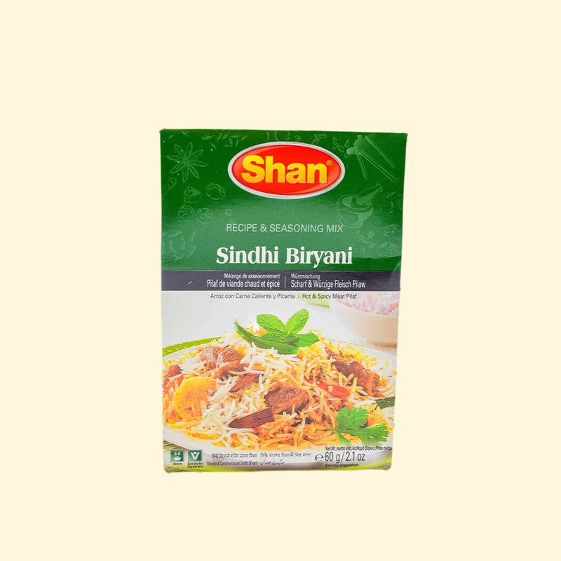 Shan Sindhi Biryani is a high-quality, richly flavored blend of traditional spices. Enjoy this classic dish in an easy-to-use, 60g package. Its special blend of aromatic spices and basmati rice creates a unique, delicious flavor. Shan Sindhi Biryani is the perfect way to bring a traditional recipe to your kitchen.