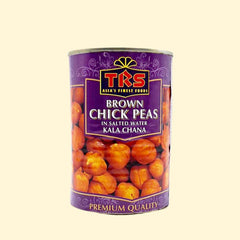 TRS Brown Chick Peas in Salted Water Kala Chana 400g are a nutritious and healthy addition to any meal. They are high in protein and dietary fiber, plus many other vitamins and minerals. The salted water enhances flavor and ensures they are ready to eat straight out of the can. Add them to salads and other dishes for a tasty and nutritious meal.