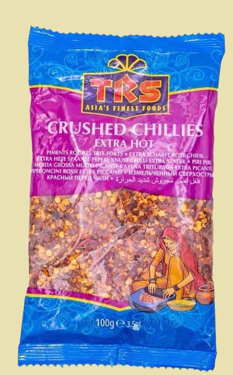 Turn up the heat with this 'Extra Hot' TRS Crushed Chillies! This 250g pack is ready to bring the spice to your dishes and is sure to make your mouth sizzle. With its bold, intense flavor, it's perfect for anyone who likes it HOT. (!!!)