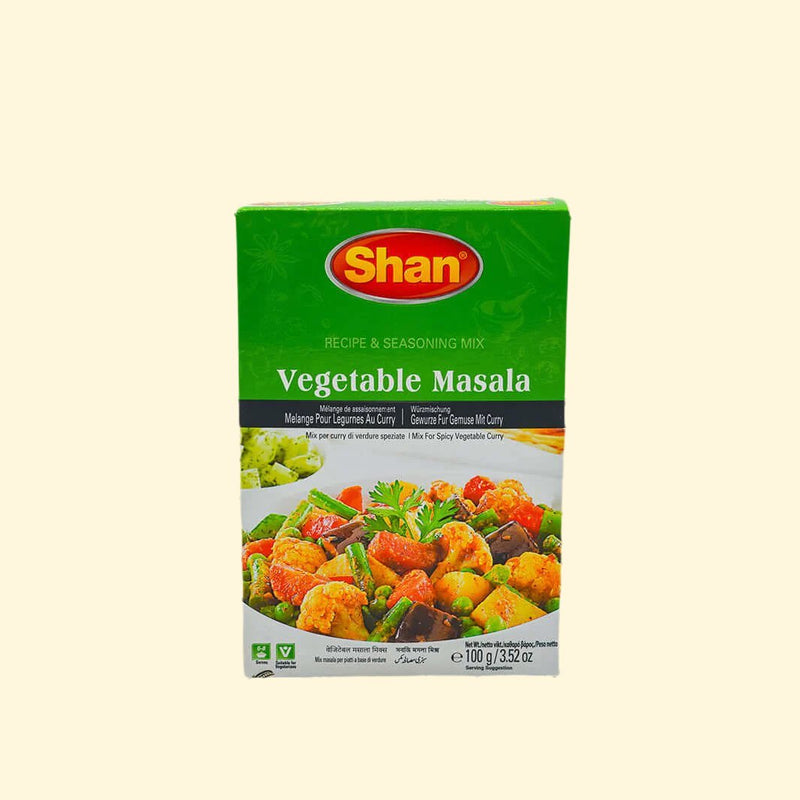 Shan Vegetable Masala 100g is a perfect blend of herbs and spices to add flavor and texture to your favorite vegetables. The carefully formulated combination of cumin, coriander, chili, and other spices give it its signature aroma and flavor, making it an ideal choice for restaurant-style dishes. Enjoy a delicious taste with all your favorite vegetables!