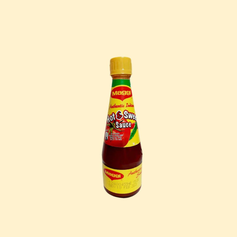 If you're looking for a way to spice up your meals, Maggi Hot & Sweet Sauce is here to the rescue! This delicious 400g sauce packs a punch of both heat and sweetness, giving your dishes an irresistible flavor and take-home appeal. Perfect for tacos, burgers, fries, or whatever your taste buds call for! Add some fun to your kitchen pantry!